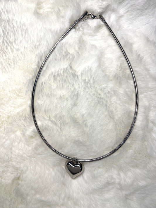 Collana rigida cuore silver